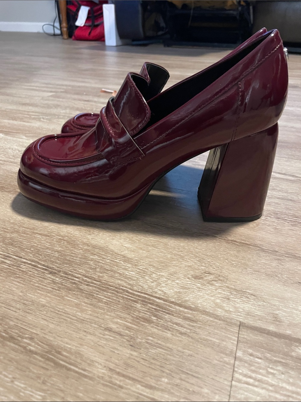Nine West Women's Wine Patent Penny Loafers - Picture 2 of 3